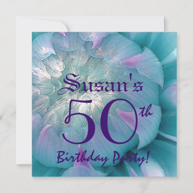 50th Birthday Party Beautiful Dahlia Bloom Invitation (Front)