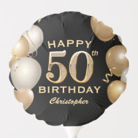 50th Birthday Party Black and Gold Balloons