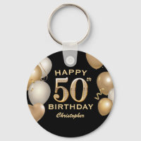 50th Birthday Party Black and Gold Balloons