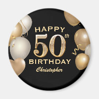 50th Birthday Party Black and Gold Balloons