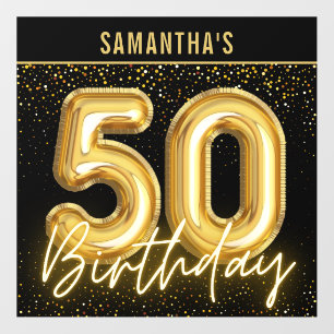 50th Birthday Party Black And Gold Confetti  Floor Decals