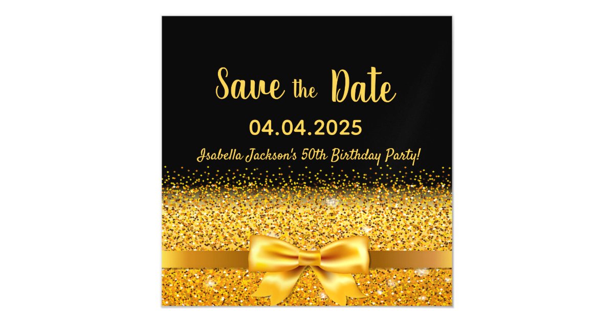 Silver Black 50th Birthday Save Date Confetti Save The Date