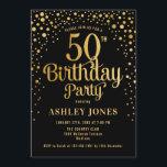50th Birthday Party - Black & Gold Invitation<br><div class="desc">50th Birthday Party Invitation.
Elegant design in black and faux glitter gold. Features stylish script font and confetti. Message me if you need custom age.</div>