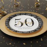 50th Birthday Party Black White Fifty Paper Plates<br><div class="desc">Cheers to 50 and fabulous! Celebrate this incredible milestone in style with our 50th birthday party plates, a chic addition to your event table. Featuring bold typography, elegant script, and customizable text for the guest of honor’s name, these plates bring polish and personality to every table setting. Complete the look...</div>