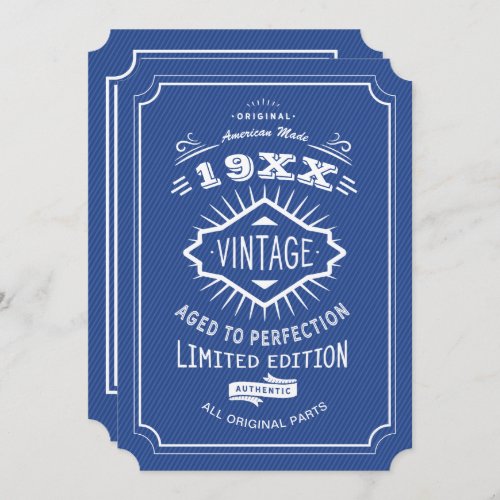 50th Birthday Party Blue and White Limited Edition Invitation