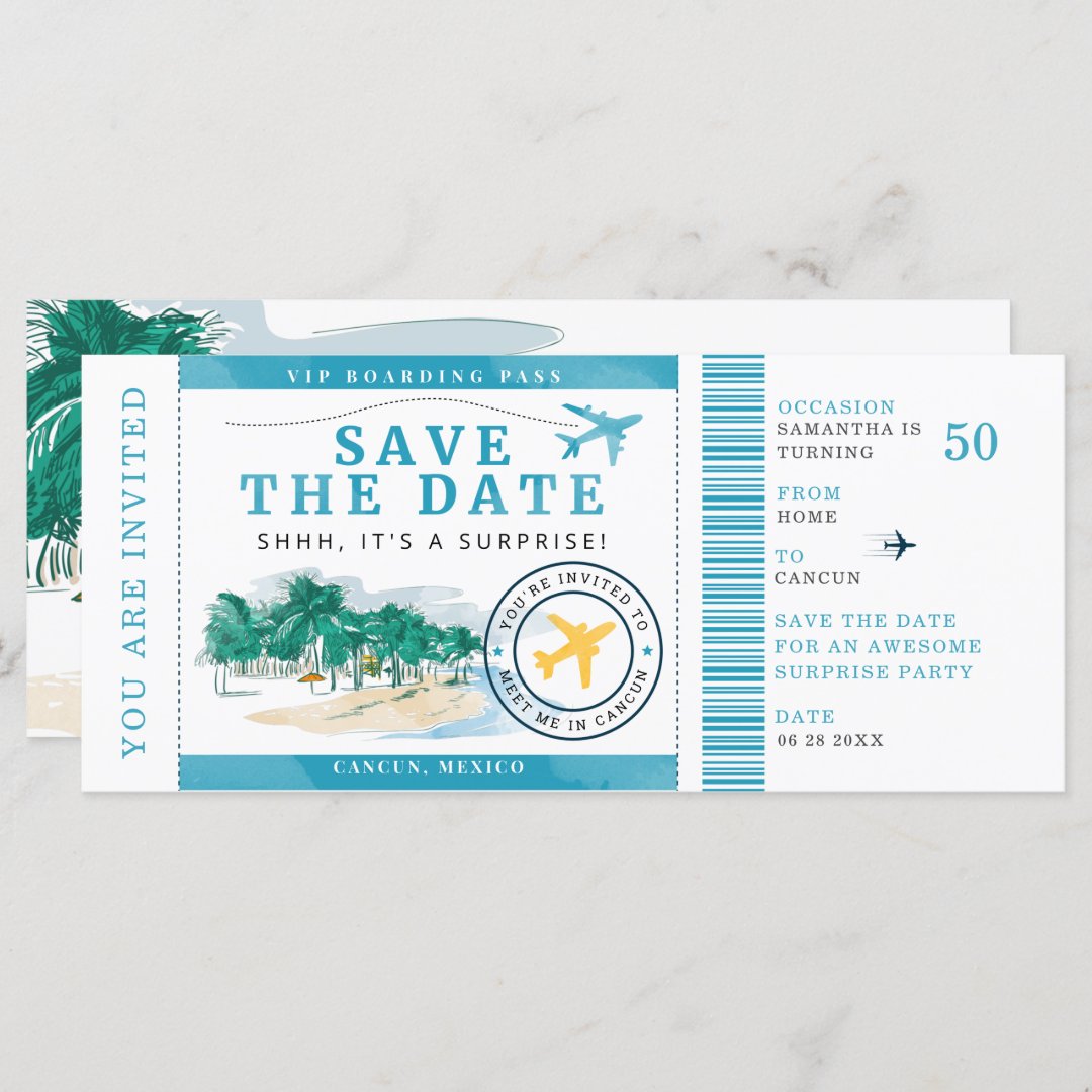 50th Birthday Party Boarding Pass Invitation | Zazzle