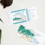 50th Birthday Party Boarding Pass Invitation<br><div class="desc">A modern classy Boarding Pass Destination sandy beach destination birthday invitation. A fun destination custom invitation you can easily add your surprise party details.</div>