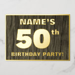 [ Thumbnail: 50th Birthday Party: Bold, Faux Wood Grain Pattern Invitation ]