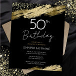 50th Birthday Party Budget Gold Black Invitation<br><div class="desc">Elegant Faux gold foil paint splatters design. All text is adjustable and easy to change for your own party needs. Great elegant 50th birthday template design.</div>