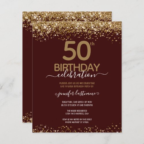50th Birthday Party Budget Invitation