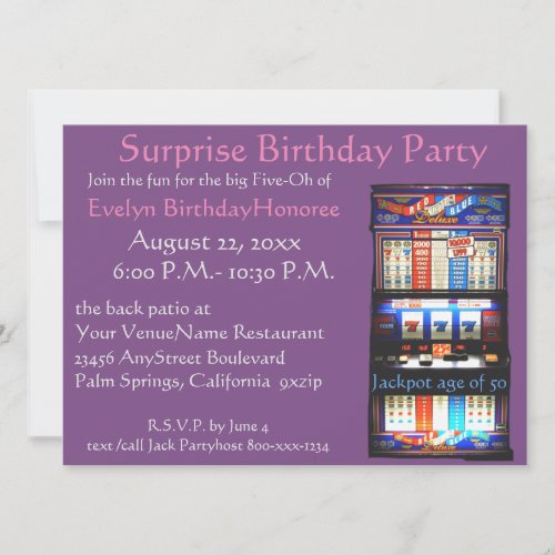 50th Birthday Party Casino Slot Machine Invitation