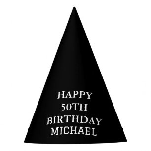 50th Birthday Party Celebration Black Adult Party Hat