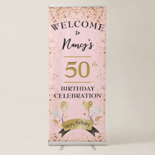 50th Birthday Party Celebration Retractable Banner