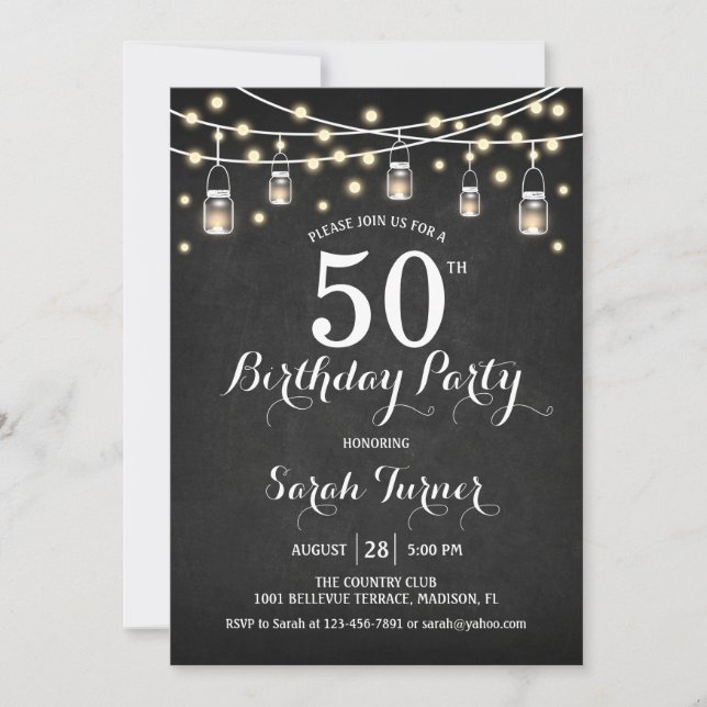 50th Birthday Party - Chalkboard Invitation (Front)
