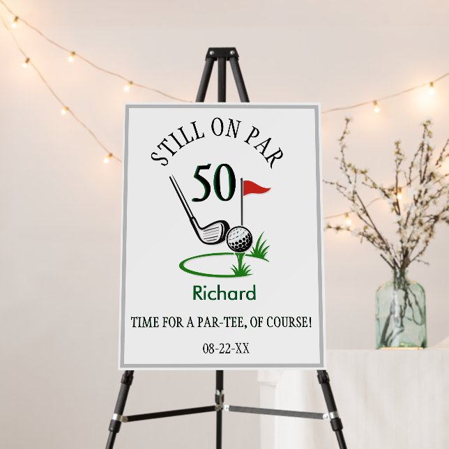  50th Birthday Party Custom Golf Theme Foam Board (In Situ (Stand))