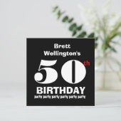 50th Birthday Party Custom Name Black White W819 Invitation (Standing Front)