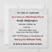 50th Birthday Party Custom Name Black White W819 Invitation (Back)