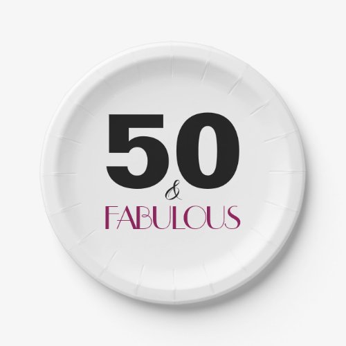 50th Birthday Party Elegant Fabulous Pink Paper Plates