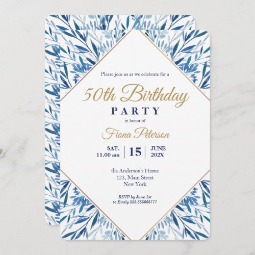 50th Birthday party Elegant invitation