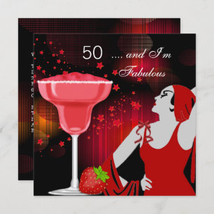 50th Birthday Party Fabulous 50 Diva Red Black Invitation