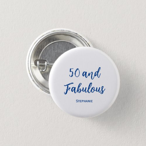 50th birthday party fabulous modern blue button