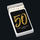 50th birthday party faux gold glitter favor matchboxes<br><div class="desc">Celebrate 50 years with this black and faux gold glitter matchbook featuring a large stylized 50. Perfect for a 50th birthday or anniversary party and it coordinates with the entire collection of party supplies by Lea Delaveris Design.</div>