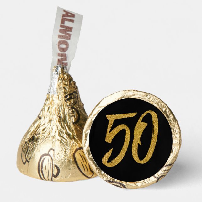 50th birthday party faux gold glitter hershey®'s kisses® (Front)