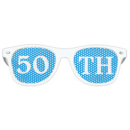 50th Birthday Party Favor Cool Blue White Retro Sunglasses