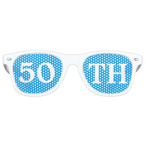 50th Birthday Party Favor Cool Blue White Retro Sunglasses