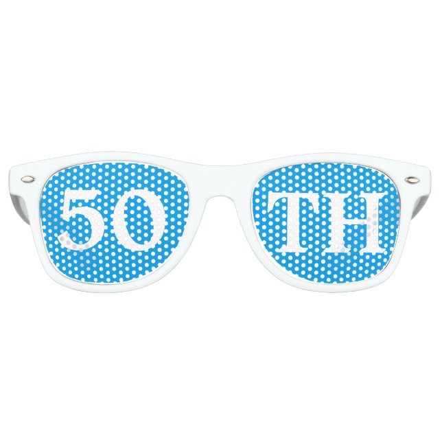 50th Birthday Party Favor Cool Blue White Retro Sunglasses (Front)