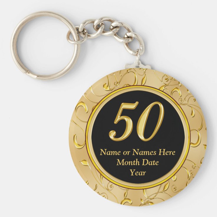 50th Birthday Party Favors 50th Anniversary Favors Keychain | Zazzle