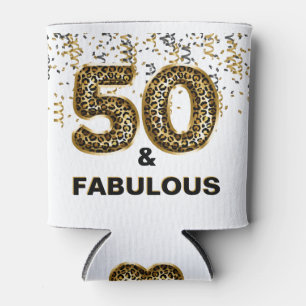 50th Birthday Party Fifty and Fabulous Leopard  Can Cooler