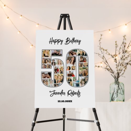 50th Birthday Party Fifty Custom Photo Collage Foam Board