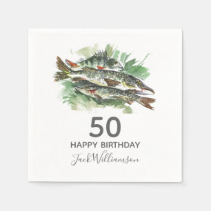 50th Birthday Party   Fishing   Watercolor Fish Napkins