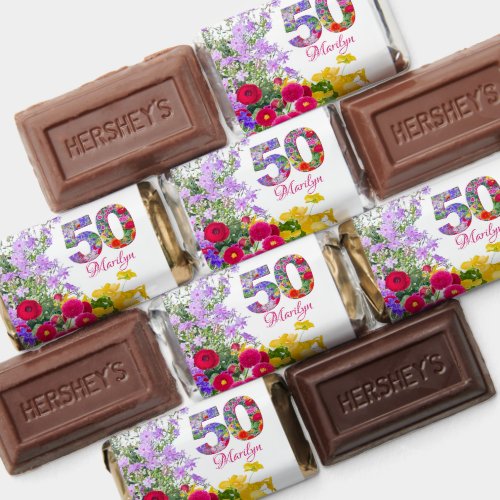 50th birthday party floral flower bouquet  hersheys miniatures