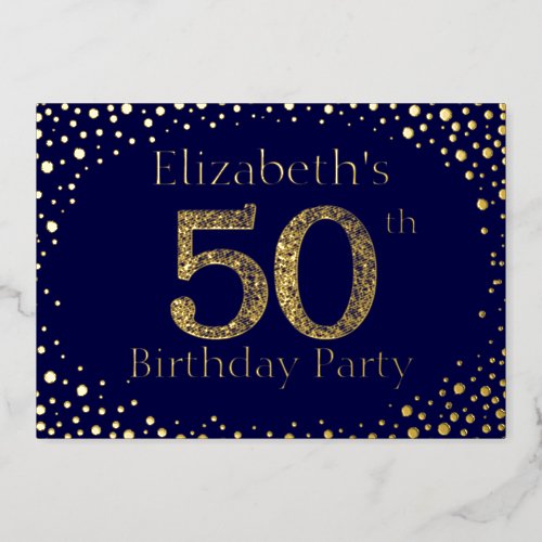 50th Birthday Party Foil Invitation