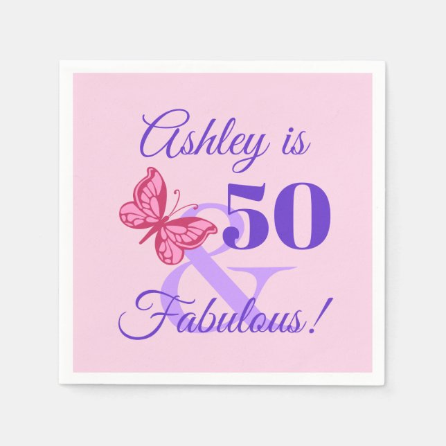 50th Birthday Party For Women Napkins (Front)