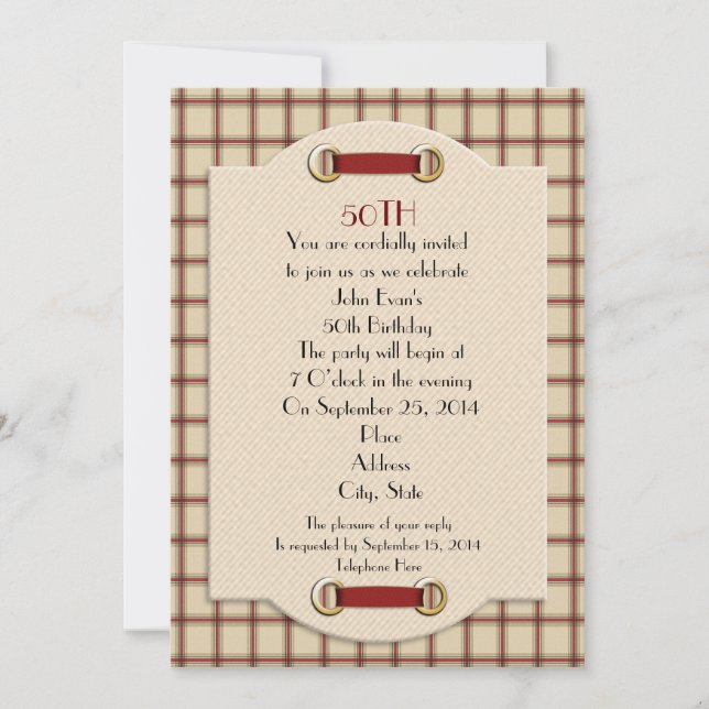 50th Birthday party formal invitation for man (Front)