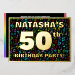 [ Thumbnail: 50th Birthday Party — Fun, Colorful Music Symbols Invitation ]