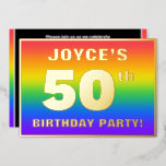 [ Thumbnail: 50th Birthday Party: Fun, Colorful Rainbow Pattern Invitation ]