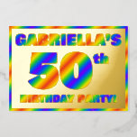 [ Thumbnail: 50th Birthday Party — Fun, Rainbow Spectrum “50” Invitation ]