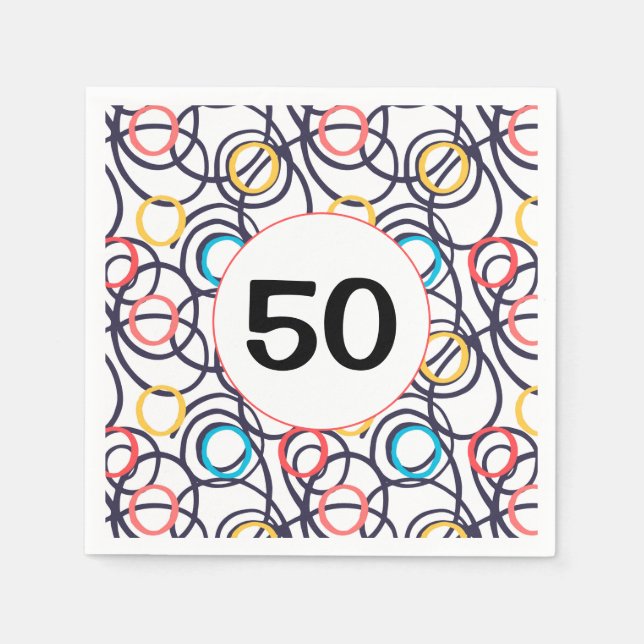 50th Birthday Party Funky Doodles Napkins (Front)