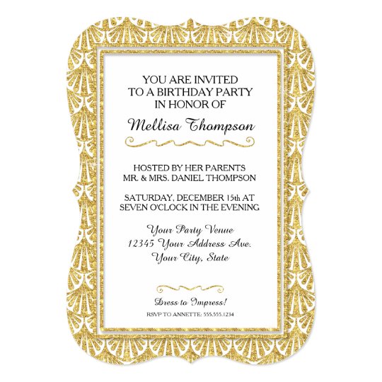 50th Birthday Party Glam Great Gatsby Style Invitation | Zazzle.com