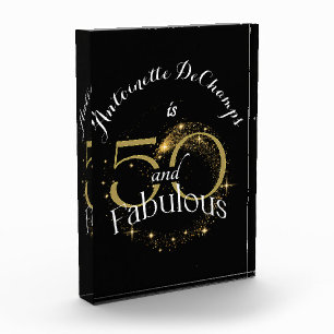 50th Birthday Party Gold Black 50 and Fabulous Photo Block