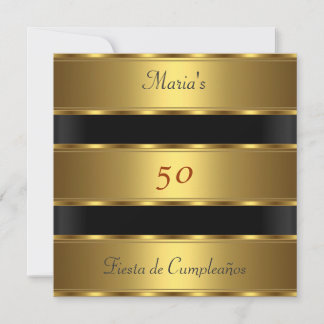 50th birthday Party Gold Black Cumpleaños Invitation