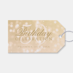 50th Birthday Party Gold Bokeh Sparkle Lights Gift Tags