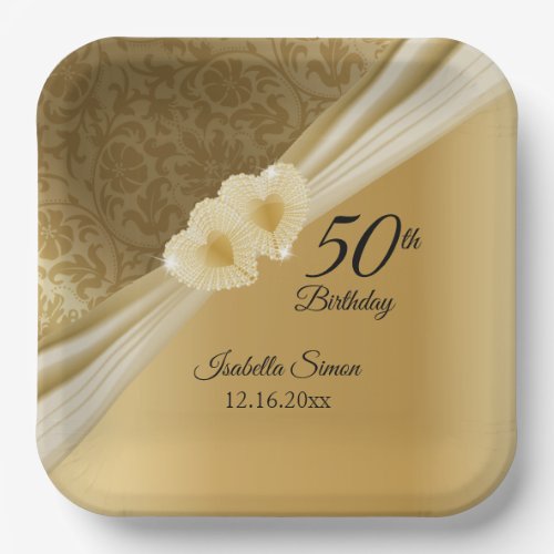 50th Birthday Party _ Gold Design Paper Plates