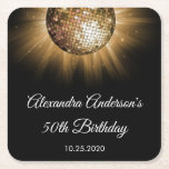 50th Birthday Party Gold Disco Ball Square Paper Coaster<br><div class="desc">The Gold and Black Disco Ball 50th Birthday Party Coasters are perfect for a modern fiftieth Birthday Party.</div>