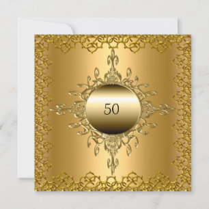 50th Birthday Party gold Invitation