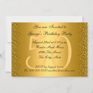 50th Birthday Party gold Invitation